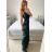 Women's Long Elegant Chiffon Sleeveless Dress (S/M ONE SIZE) ITALIAN FASHION IM423265 -   zelená smaragdová -   S / M