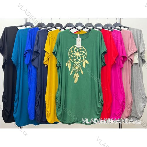 Women's Plus Size Short Sleeve Tunic (L/XL/2XL ONE SIZE) ITALIAN FASHION IM424105