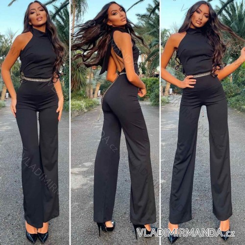 Women's Long Elegant Long Sleeve Jumpsuit (S/M ONE SIZE) ITALIAN FASHION IMWA23289 -   black -   S / M