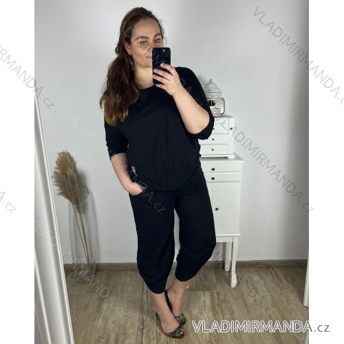 Souprava oversize kalhoty a tričko s dlouhým rukávem  dámská nadrozměr (M/L/XL ONE SIZE) ITALSKÁ MÓDA IMC24KIKA