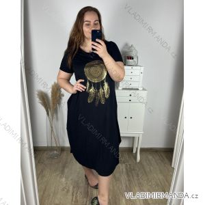 Šaty dlouhé oversize krátký rukáv dámské viskoza nadrozměr (2XL/3XL/4XLONE SIZE) ITALSKÁ MÓDA IMD22450/DR