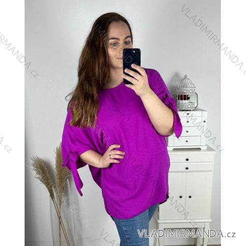 Women's Plus Size Oversize Short Sleeve Tunic (XL/2XL/3XL/4XL/5XL ONE SIZE) ITALIAN FASHION IMBM23SEE