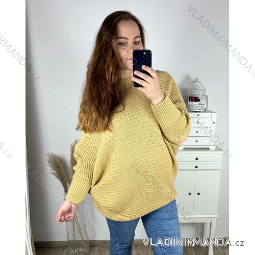 Women's Plus Size Long Sleeve Batwing Long Sleeve Sweater (3XL/4XL/5XL ONE SIZE) ITALIAN FASHION IMC22747/DR 4XL/5XL Beige