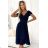 425-8 MATILDE Dress with a neckline and short sleeves - navy blue with glitter
