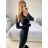 Women's Long Elegant Long Sleeve Jumpsuit (S/M ONE SIZE) ITALIAN FASHION IMWA23289 black S/M