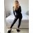 Women's Long Elegant Long Sleeve Jumpsuit (S/M ONE SIZE) ITALIAN FASHION IMWA23289 black S/M