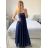 Women's Long Elegant Chiffon Sleeveless Dress (S/M ONE SIZE) ITALIAN FASHION IM423265 -   dark blue -   S / M