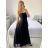 Women's Long Elegant Chiffon Sleeveless Dress (S/M ONE SIZE) ITALIAN FASHION IM423265 -   dark blue -   S / M