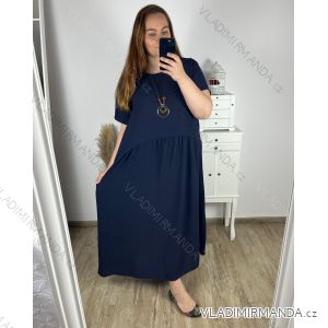 Šaty s přívěškem krátký rukáv dámské nadrozměr (3XL/4XL ONE SIZE) ITALSKÁ MÓDA IMWQ24085