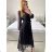 Women's Elegant Long Long Sleeve Dress (S/M ONE SIZE) ITALIAN FASHION IM4221091 -   black -   S / M