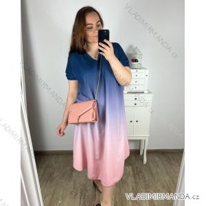 Šaty letní krátký rukáv dámské nadrozměr (3XL/4XL ONE SIZE) ITALSKÁ MÓDA IMWQ24076