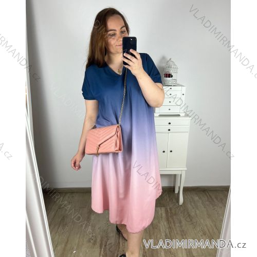 Šaty letní krátký rukáv dámské nadrozměr (3XL/4XL ONE SIZE) ITALSKÁ MÓDA IMWQ24076