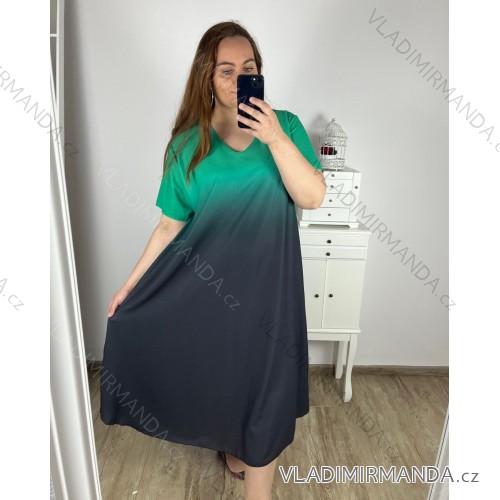 Šaty letní krátký rukáv dámské nadrozměr (3XL/4XL ONE SIZE) ITALSKÁ MÓDA IMWQ24076-6/DUR 3XL/4XL zelená