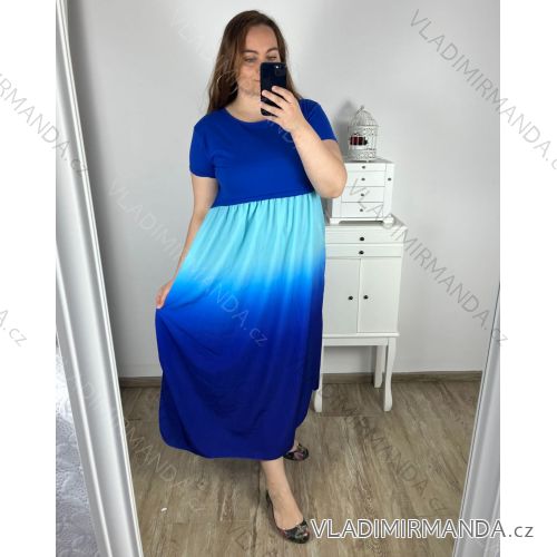 Šaty dlouhé krátký rukáv dámské nadrozměr (2XL/3XL ONE SIZE) ITALSKá MóDA IM424OMBRE