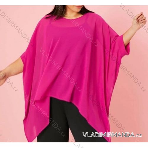 Tunika krátký rukáv dámská nadrozměr (2XL/3XL/4XL ONE SIZE) ITALSKÁ MÓDA IMD24046