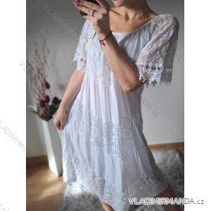 Šaty krajkové krátký rukáv dámské nadrozměr (XL/2XL ONE SIZE) ITALSKÁ MÓDA IMD24075