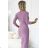 404-10 Shiny dress with a neckline and a slit on the leg - dirty pink with glitter