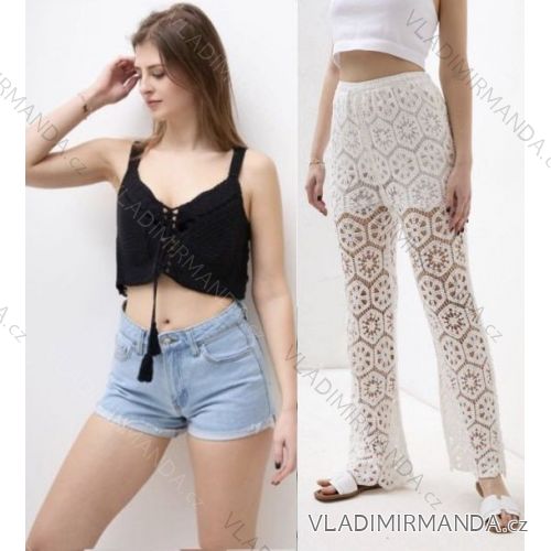 Souprava letní krajková croptop a kalhoty dámská (S/M ONE SIZE) ITALSKÁ MÓDA IMWBK24055