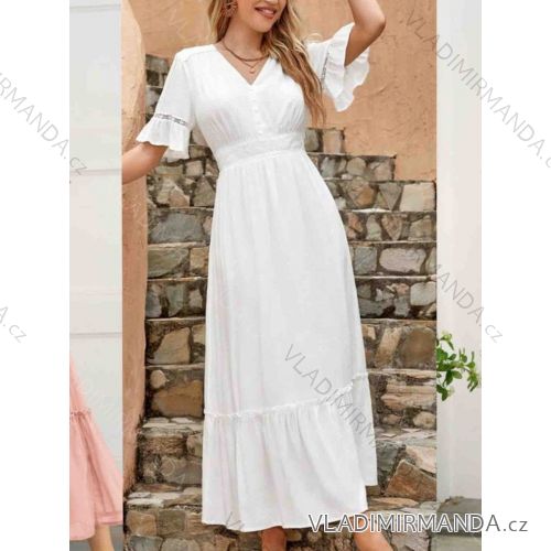 Women's Long Chiffon Short Sleeve Dress (S/M ONE SIZE) ITALIAN FASHION IMWGS231048