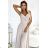 299-15 CHIARA elegant maxi dress with straps - beige with glitter