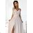 299-15 CHIARA elegant maxi dress with straps - beige with glitter