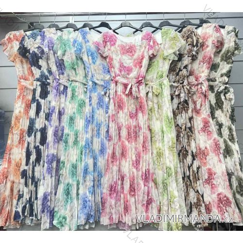 Women's Long Chiffon Short Sleeve Dress (S/M ONE SIZE) ITALIAN FASHION IMWGS24106