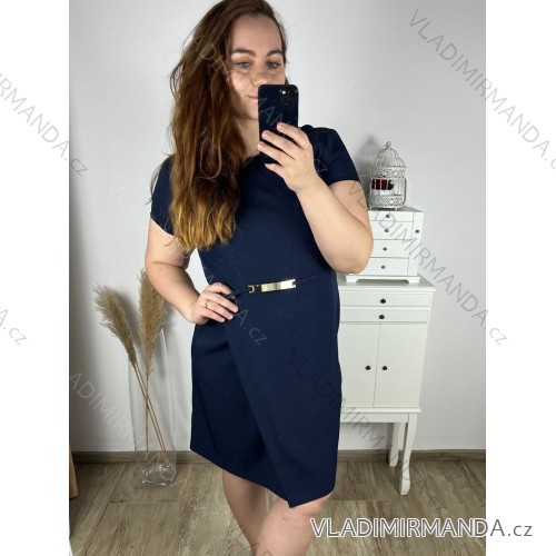 Women's short sleeve dress oversized (L-3XL) POLISH FASHION PMF20013 Colour   dark blue Size   42