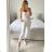 Kalhoty dlouhé letní strečové s páskem dámské (S/M/L ONE SIZE) ITALSKÁ MÓDA IM324031/DU -   bílá -   M/L