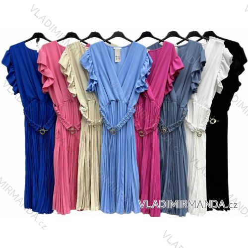 Women's Long Chiffon Short Sleeve Dress (S/M ONE SIZE) ITALIAN FASHION IMWGS231048