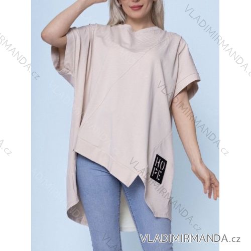 Tunika oversize krátký rukáv dámská (S/M/L ONE SIZE) ITALSKÁ MÓDA IMWAD24068