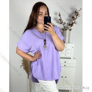 Tunika s přívěškem krátký rukáv dámská nadrozměr (3XL/4XL ONE SIZE) ITALSKÁ MÓDA IMWQ24079