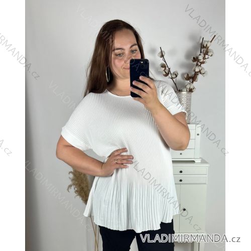 Tunika elegantní krátký rukáv dámská nadrozměr (4XL/5XL ONE SIZE) ITALSKÁ MODA IM424SIERA