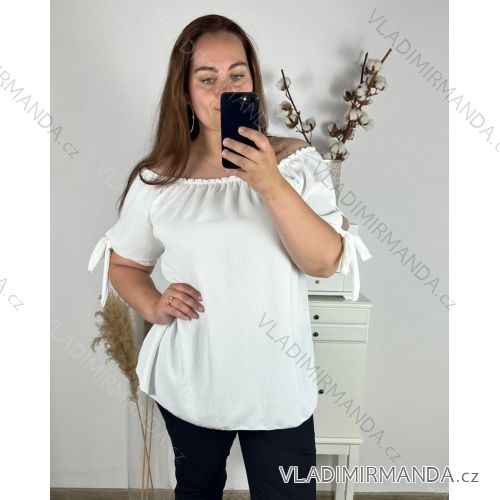 Tunika elegantní krátký rukáv dámská nadrozměr (2XL/3XL ONE SIZE) ITALSKÁ MODA IM424SIRENA/DR 2XL/3XL bílá