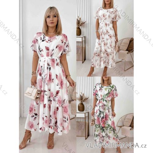 Women's Plus Size Summer Chiffon Short Sleeve Dress (48/50 ONE SIZE) ITALIAN FASHION IMWGM24179