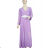 Women's Long Elegant Chiffon Belt Long Sleeve Dress (S/M ONE SIZE) ITALIAN FASHION IMWGB231009/DU -   purple -   S / M