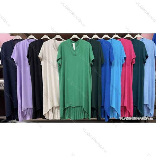 Women's Plus Size Short Sleeve Shirt Dress (54/56/58 ONE SIZE) ITALIAN FASHION IMWQ24191