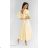 Women's Long Elegant Dress with Wide Straps (SL) FRENCH FASHION FMPEL23VELVET žlutá 34