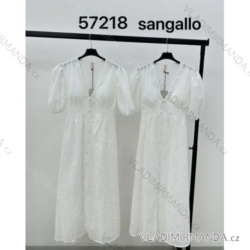 šaty boho krajkové madeira bavlněné krátký rukáv dámské (S/M ONE SIZE) ITALSKÁ MÓDA IMM24M57218