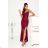 Women's Long Elegant Dress with Wide Straps (SL) FRENCH FASHION FMPEL23VELVET wine 36