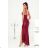 Women's Long Elegant Dress with Wide Straps (SL) FRENCH FASHION FMPEL23VELVET wine 36