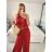 Women's Long Elegant Pleated Sleeveless Dress (S/M ONE SIZE) ITALIAN FASHION IMPGM2323232 S / M red