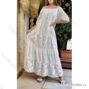 šaty boho krajkové carmen rukáv dámské (S/M ONE SIZE) ITALSKÁ MÓDA IMHMS24266