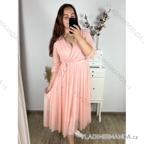 Langarm-Hemdkleid für Damen (S/M EINHEITSGRÖSSE) ITALIAN FASHION IMWD232607 růžová světlá 50/52