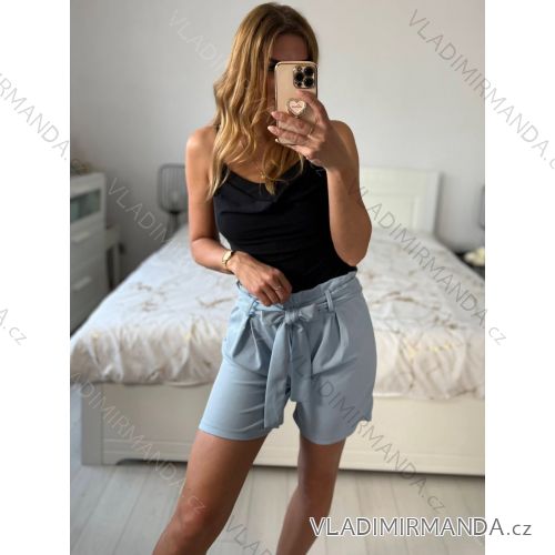 Shorts shorts leatherette women (uni s-l) ITALIAN FASHION IM920107 S / M Light blue