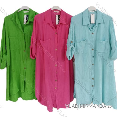 Short Sleeve Shirt Dress women (uni L-2XL) ITALIAN MODA IMS20002