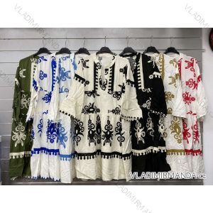 Šaty boho 3/4 dlouhý rukáv  dámské (S/M/L ONE SIZE) ITALSKÁ MÓDA IMWGS24061