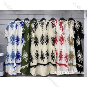 Šaty boho krátký rukáv dámské (S/M/L ONE SIZE) ITALSKÁ MÓDA IMWGS24085