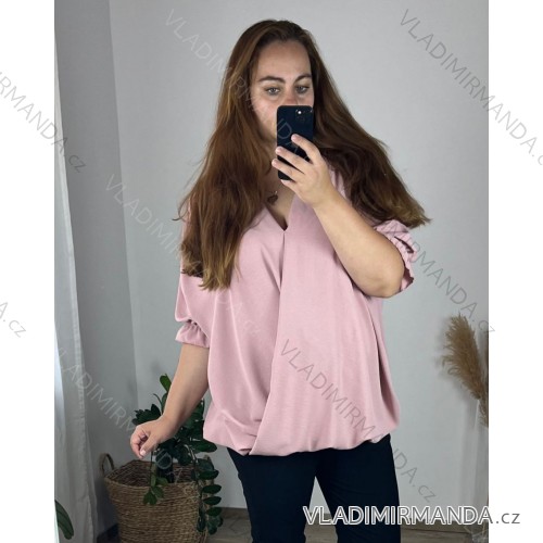 Shirt extended 3/4 long sleeve women's (L/XL/2XL ONE SIZE) ITALIAN FASHION IM423025 60/62 růžová starorůžová