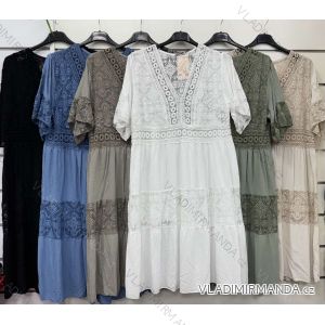 Šaty krajkové boho krátký rukáv dámské (42/44/46 ONE SIZE) ITALSKÁ MÓDA IMWF24524