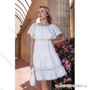 Šaty krajkové boho madeira krátký rukáv dámské (S/M/L ONE SIZE) ITALSKÁ MÓDA IMM24M56528